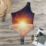 Sunrise Earth Print One Shoulder Bodysuit