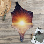 Sunrise Earth Print One Shoulder Bodysuit