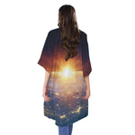 Sunrise Earth Print Open Front Beach Cover Up