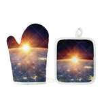 Sunrise Earth Print Oven Mitt And Pot Holder Set