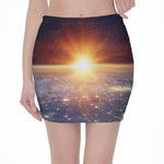 Sunrise Earth Print Pencil Mini Skirt