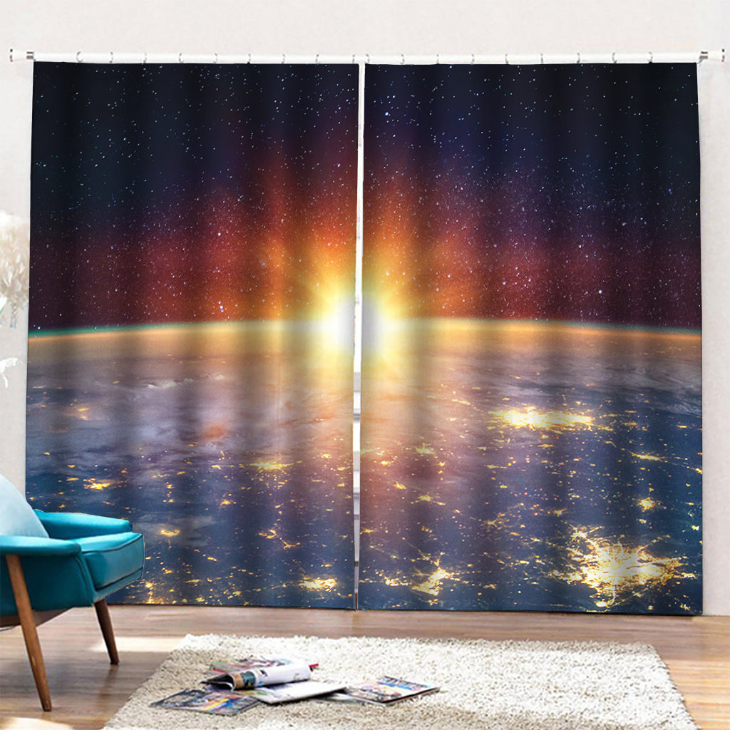 Sunrise Earth Print Pencil Pleat Curtains