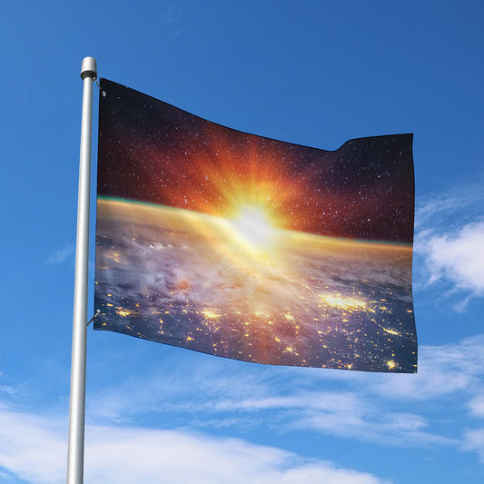 Sunrise Earth Print Polyester Flag