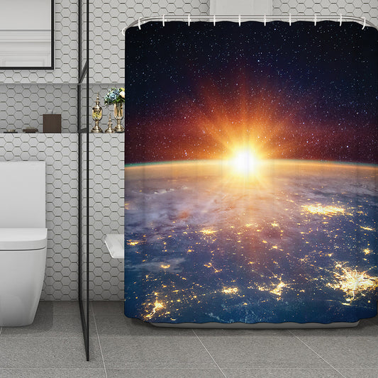 Sunrise Earth Print Polyester Shower Curtain