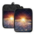Sunrise Earth Print Pot Holders With Pocket