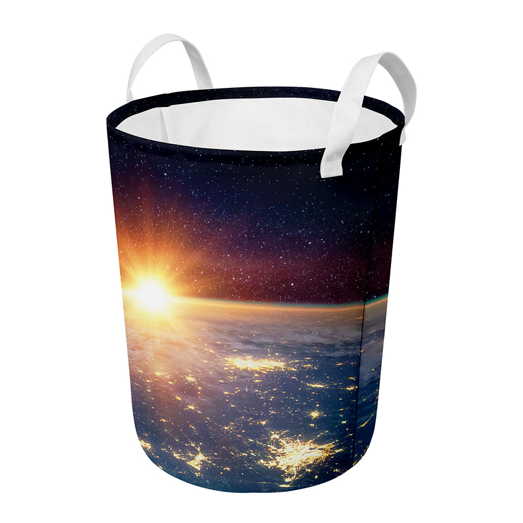 Sunrise Earth Print Round Laundry Basket