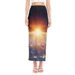 Sunrise Earth Print Side Slit Maxi Skirt