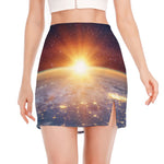 Sunrise Earth Print Side Slit Mini Skirt