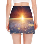 Sunrise Earth Print Side Slit Mini Skirt
