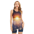 Sunrise Earth Print Sleeveless One Piece Swimsuit