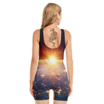 Sunrise Earth Print Sleeveless One Piece Swimsuit