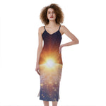 Sunrise Earth Print Slim Fit Midi Cami Dress
