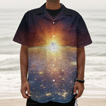 Sunrise Earth Print Textured Short Sleeve Shirt