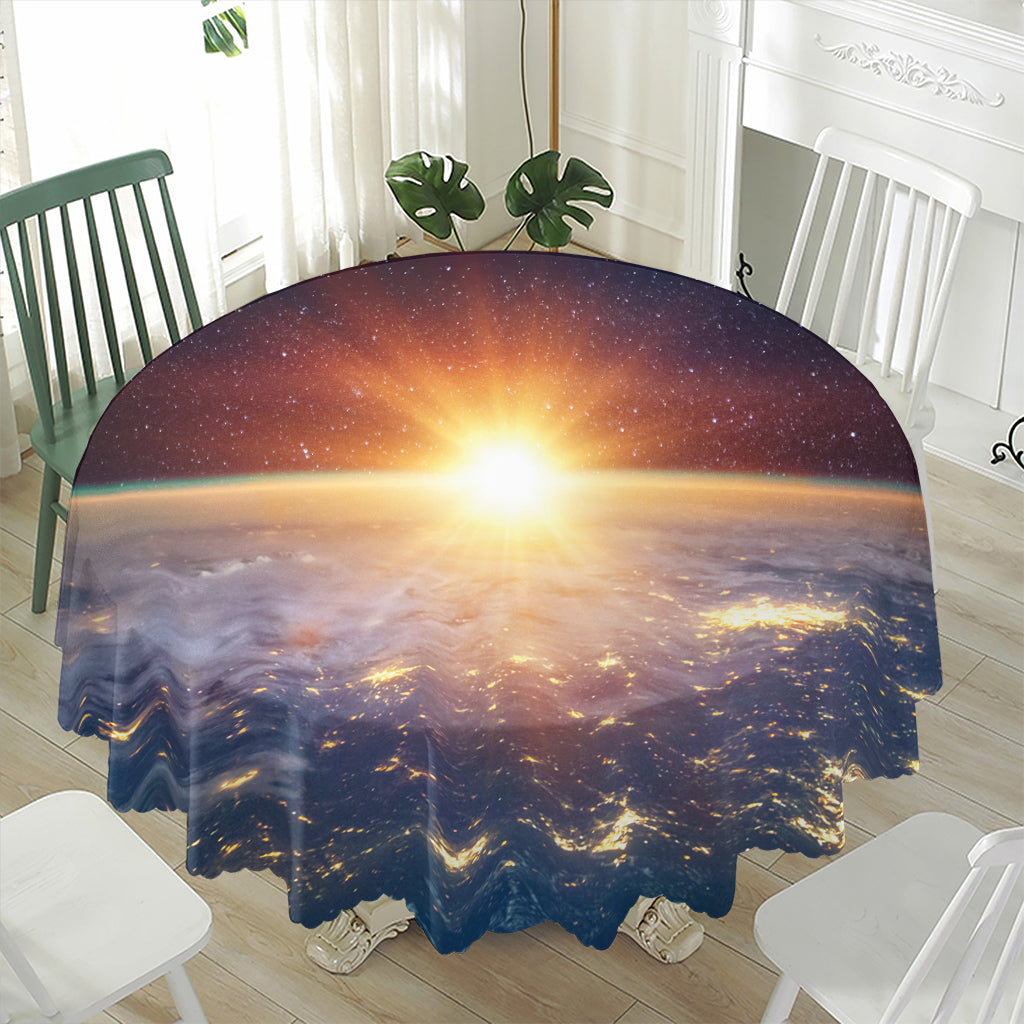 Sunrise Earth Print Waterproof Round Tablecloth
