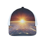 Sunrise Earth Print White Mesh Trucker Cap