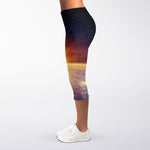 Sunrise Earth Print Women's Capri Leggings