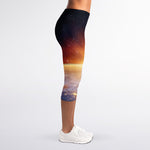 Sunrise Earth Print Women's Capri Leggings