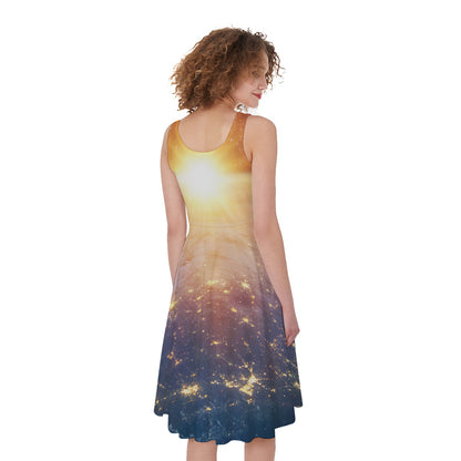 Sunrise Earth Print Women's Sleeveless Dress
