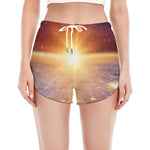Sunrise Earth Print Women's Split Running Shorts