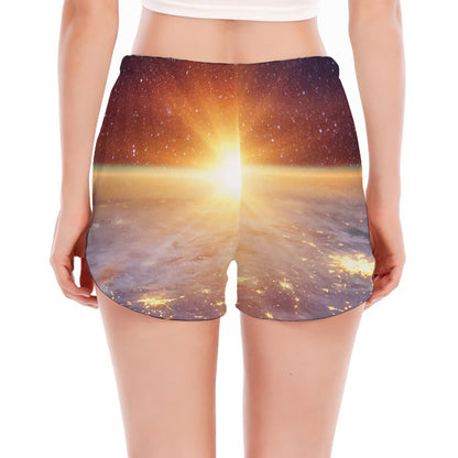 Sunrise Earth Print Women's Split Running Shorts