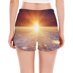 Sunrise Earth Print Women's Split Running Shorts