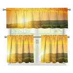 Sunrise Field Print 3 Piece Kitchen Curtains