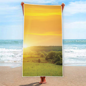 Sunrise Field Print Beach Towel