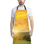 Sunrise Field Print Bib Apron With Pocket