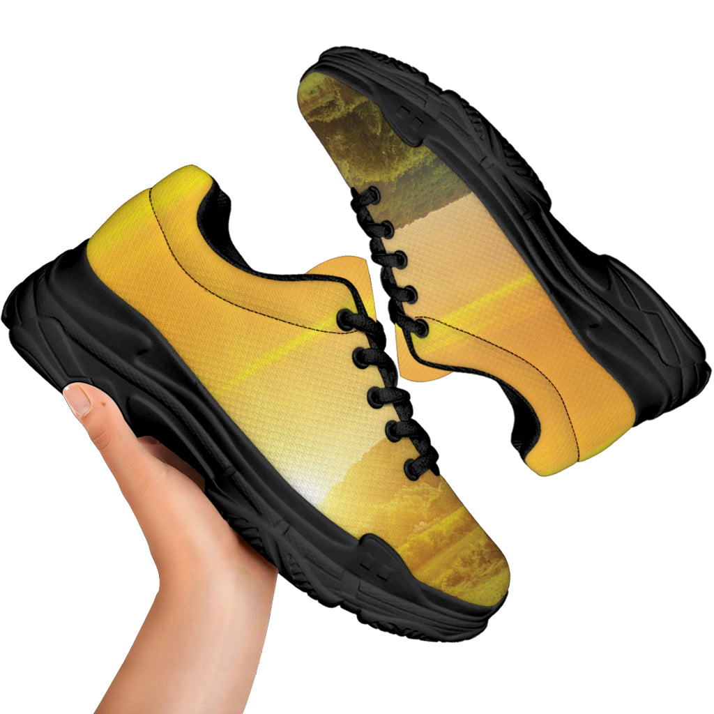 Sunrise Field Print Black Chunky Shoes