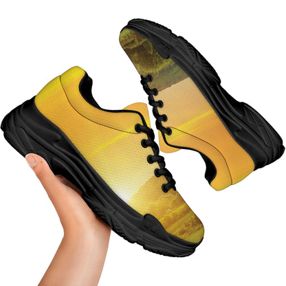 Sunrise Field Print Black Chunky Shoes
