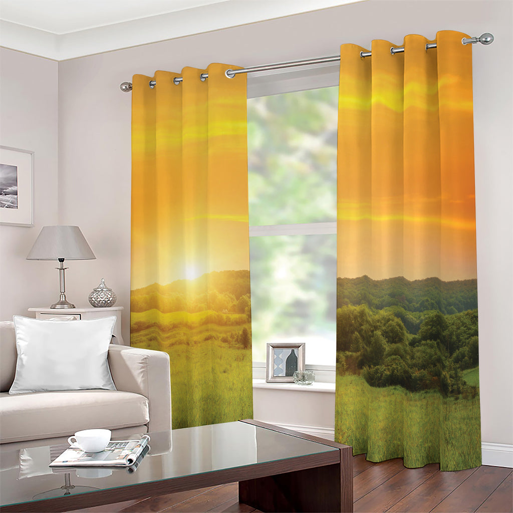 Sunrise Field Print Blackout Grommet Curtains