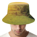Sunrise Field Print Bucket Hat