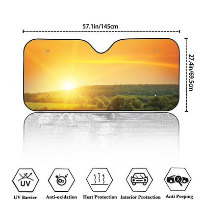 Sunrise Field Print Car Windshield Sun Shade