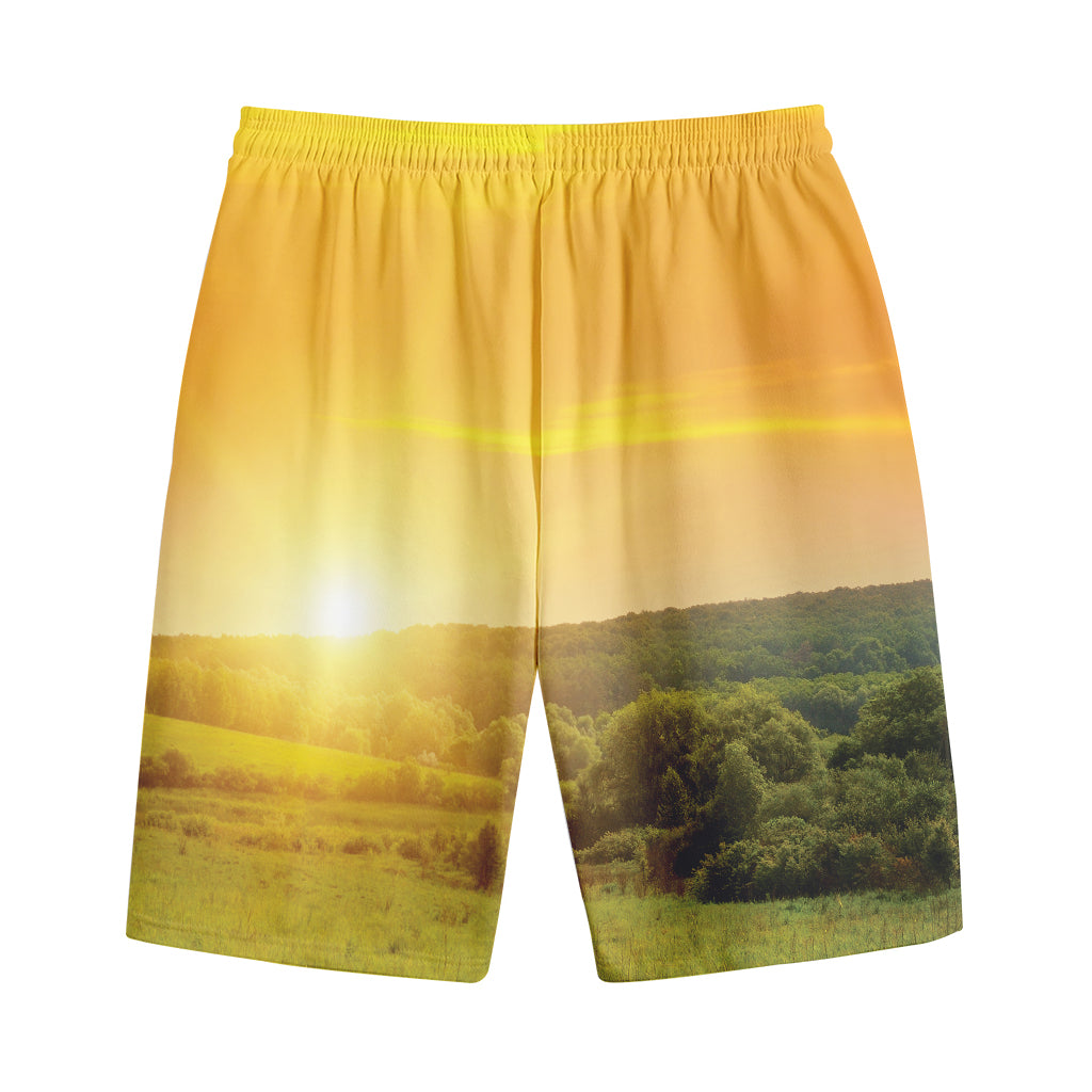Sunrise Field Print Cotton Shorts