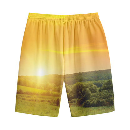 Sunrise Field Print Cotton Shorts