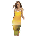 Sunrise Field Print Cross Back Cami Dress