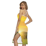 Sunrise Field Print Cross Back Cami Dress