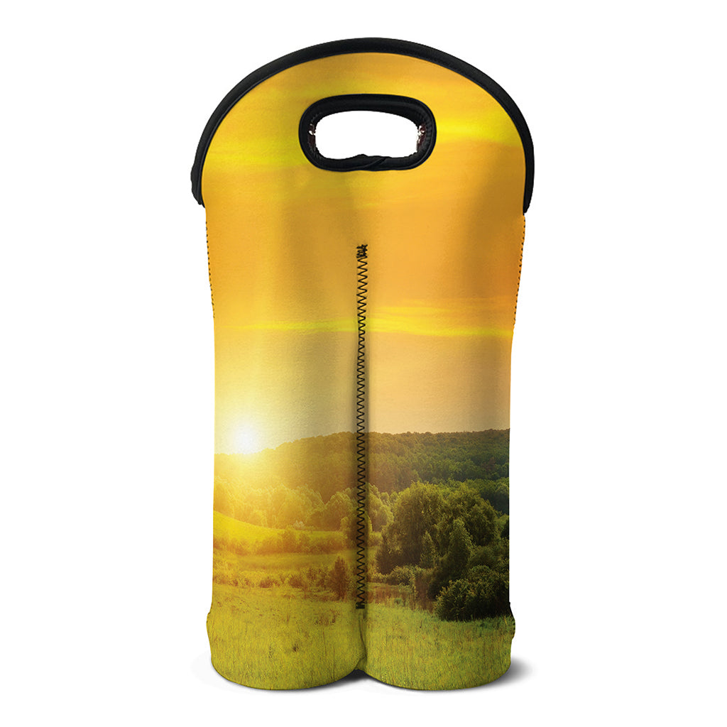 Sunrise Field Print Double Neoprene Wine Tote