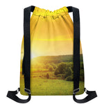 Sunrise Field Print Drawstring Backpack