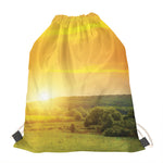 Sunrise Field Print Drawstring Bag
