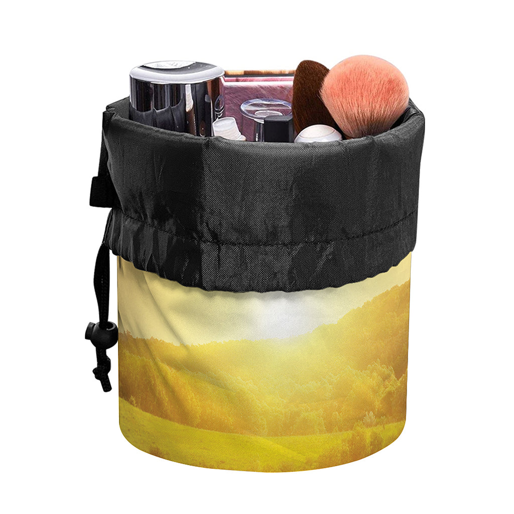 Sunrise Field Print Drawstring Makeup Bag