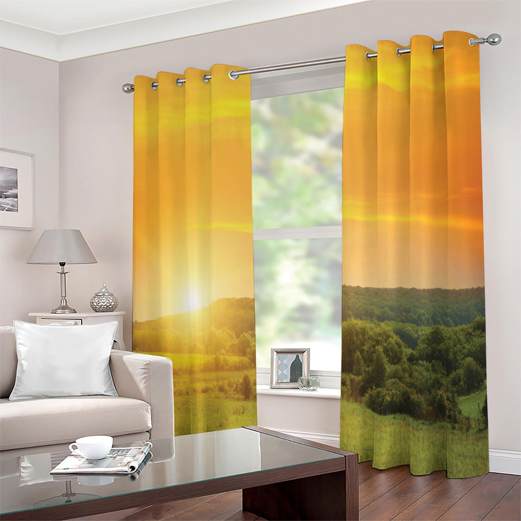 Sunrise Field Print Extra Wide Grommet Curtains
