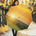 Sunrise Field Print Foldable Umbrella
