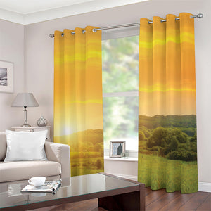 Sunrise Field Print Grommet Curtains