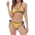 Sunrise Field Print Halter Scoop Tie Side Bikini