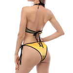 Sunrise Field Print Halter Scoop Tie Side Bikini