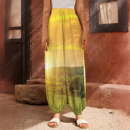 Sunrise Field Print Harem Pants