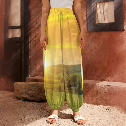 Sunrise Field Print Harem Pants
