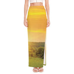 Sunrise Field Print High Slit Maxi Skirt