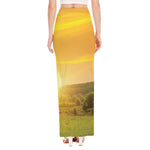 Sunrise Field Print High Slit Maxi Skirt